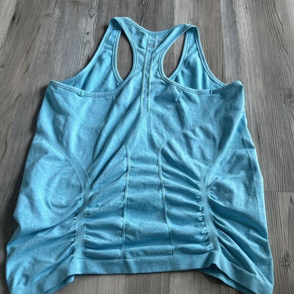 Athleta Blue Racer Back Tank With Rouched Front Size XL - Picture 6 of 7